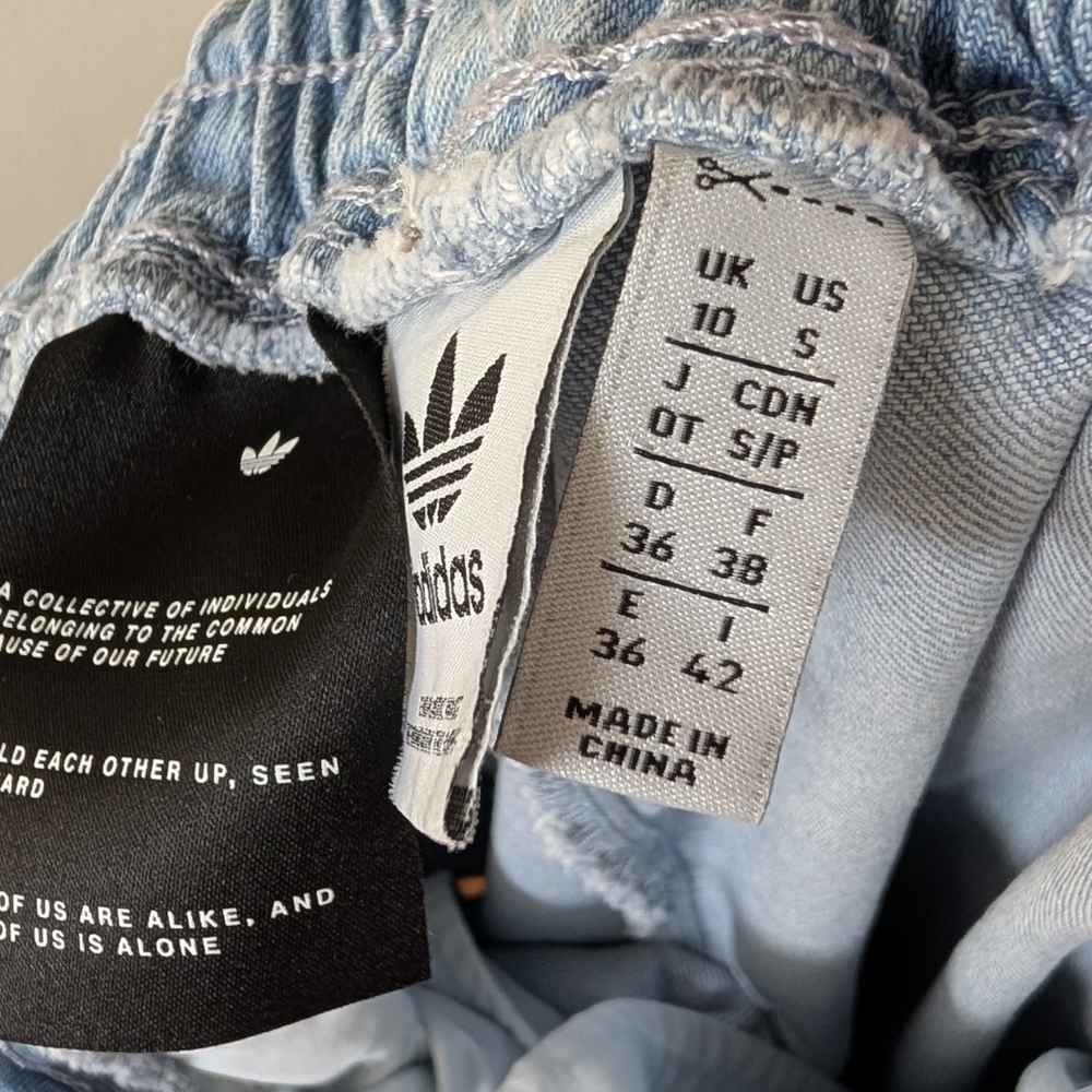 Adidas Always Original Denim Track Pants Jeans Wide Leg Light Blue Wash Small - Picture 8 of 17